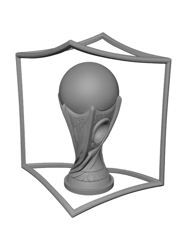 3D model for La coppa del mondo incastonata in ipercubo con intorno un sistema circolare di orbite come se fosse il Sistema Solare