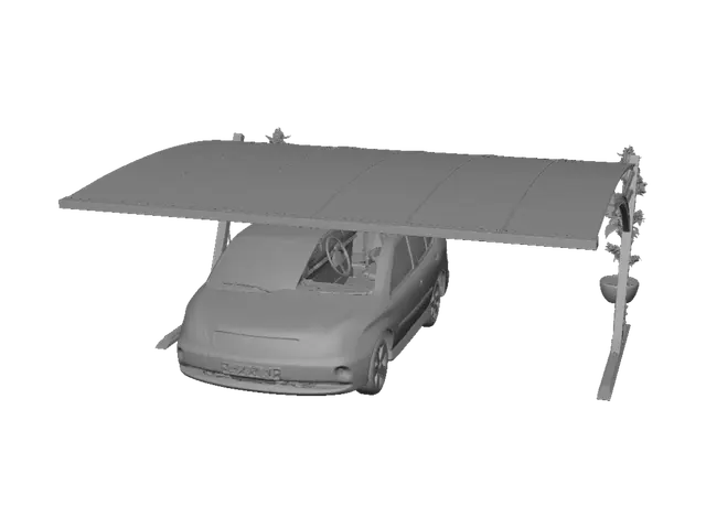 3D model for Blue Curved Carport
