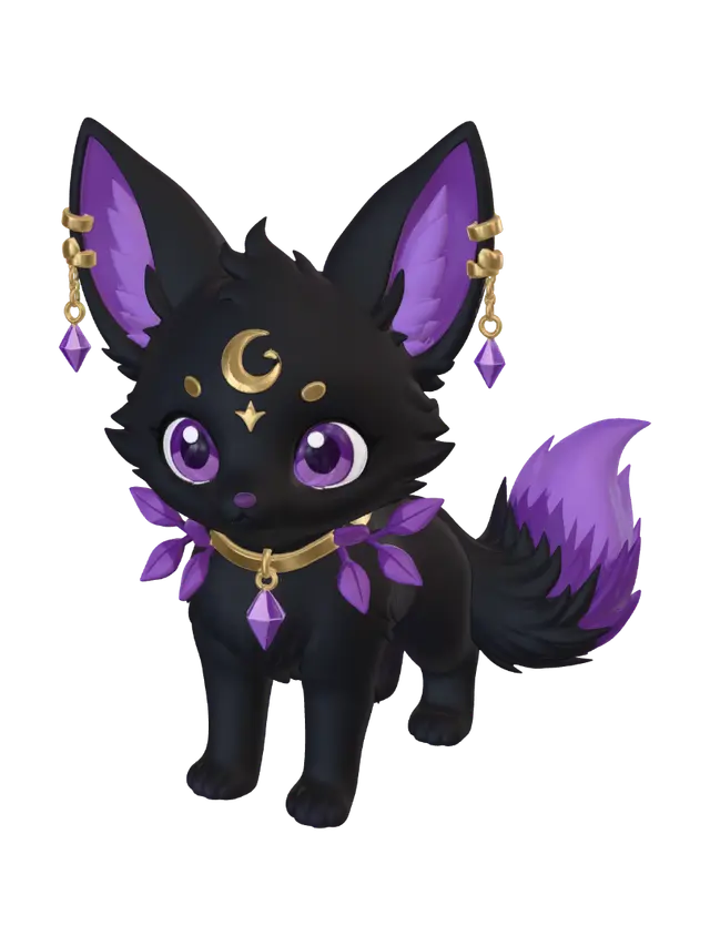 Magical Kitsune - Frontview 3D model, vytvořený pomocí AI