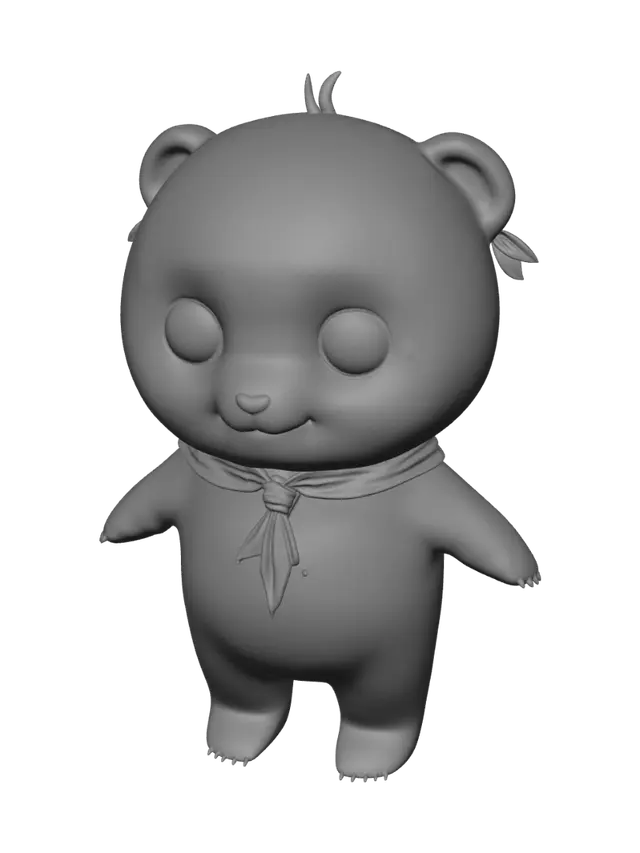 3D model for Panda Cub with Red Scarf