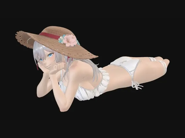 3D model for Sunset at the Beach with a Straw Hat Girl