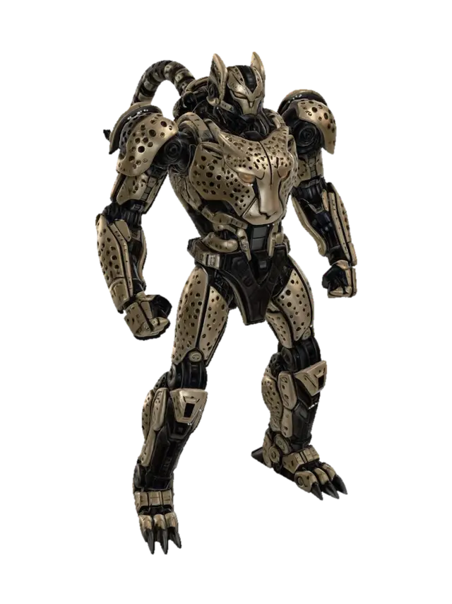 Golden Leopard Mech - Venom 3D model, vytvořený pomocí AI
