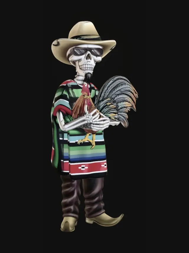 3D model for Skeleton Cowboy with Rooster