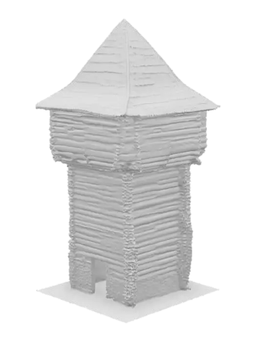 3D model for Wooden Watchtower with wooden arrow slates on the front