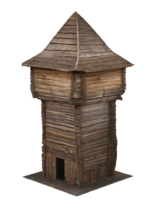 3D model for Wooden Watchtower with wooden arrow slates on the front