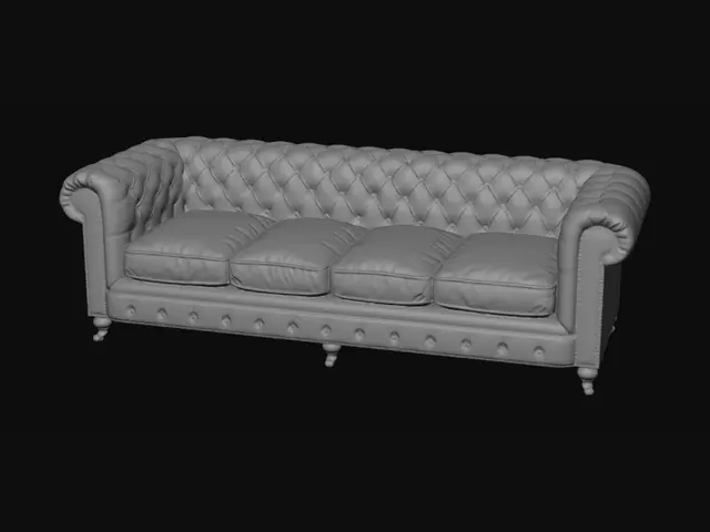3D model for Brown Leather Chesterfield Sofa