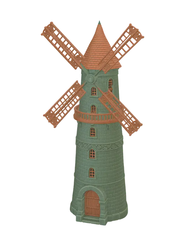Lighthouse Windmill 3D - Cylinder 3D model, vytvořený pomocí AI