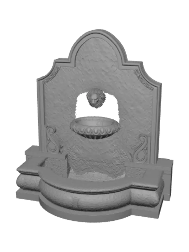 3D model for Lion Head Fountain in a Marble Niche