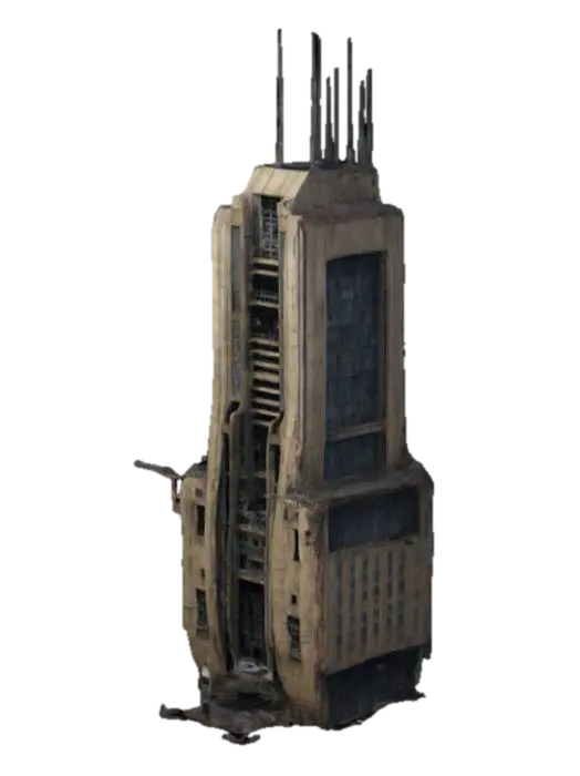brave new world, dystopian, building - Dystopia 3D model, vytvořený pomocí AI