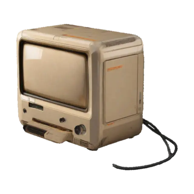beige cyberpunk computer that looks like it is from a 1970s sci-fi movie, defined… 3D model, vytvořený pomocí AI