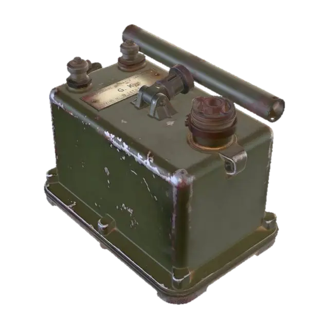 Antique military electrical control box - Ww2 3D model, vytvořený pomocí AI