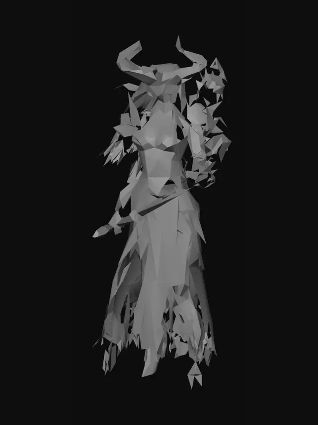 3D model for dark fantasy female demon warrior-sorceress, standing in an epic pose, long black flowing hair, elegant crimson horns, glowing red eyes, wearing detailed molten black and red armor with fiery runes, flames flowing through armor veins, one hand holding a blazing fire whip made of molten energy, the other channeling infernal magic, long tattered skirt with metal ornaments, armored boots on cracked volcanic ground glowing with lava, surrounded by embers and heat distortion, cinematic lighting, extremely detailed, high resolution texture, epic stance