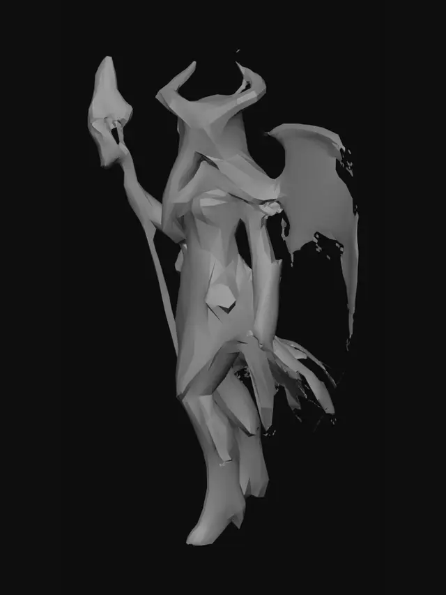 3D model for dark fantasy female demon warrior-sorceress, standing in an epic pose, long black flowing hair, elegant crimson horns, glowing red eyes, wearing detailed molten black and red armor with fiery runes, flames flowing through armor veins, one hand holding a blazing fire whip made of molten energy, the other channeling infernal magic, long tattered skirt with metal ornaments, armored boots on cracked volcanic ground glowing with lava, surrounded by embers and heat distortion, cinematic lighting, extremely detailed, high resolution texture, epic stance