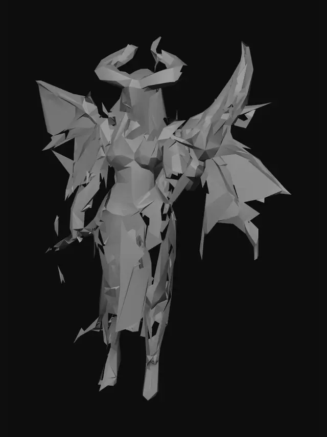 3D model for dark fantasy female demon warrior-sorceress, standing in an epic pose, long black flowing hair, elegant crimson horns, glowing red eyes, wearing detailed molten black and red armor with fiery runes, flames flowing through armor veins, one hand holding a blazing fire whip made of molten energy, the other channeling infernal magic, long tattered skirt with metal ornaments, armored boots on cracked volcanic ground glowing with lava, surrounded by embers and heat distortion, cinematic lighting, extremely detailed, high resolution texture, epic stance