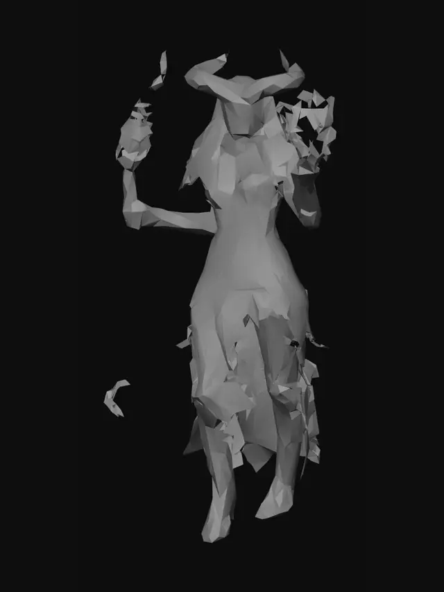 3D model for dark fantasy female demon warrior-sorceress, standing in an epic pose, long black flowing hair, elegant crimson horns, glowing red eyes, wearing detailed molten black and red armor with fiery runes, flames flowing through armor veins, one hand holding a blazing fire whip made of molten energy, the other channeling infernal magic, long tattered skirt with metal ornaments, armored boots on cracked volcanic ground glowing with lava, surrounded by embers and heat distortion, cinematic lighting, extremely detailed, high resolution texture, epic stance