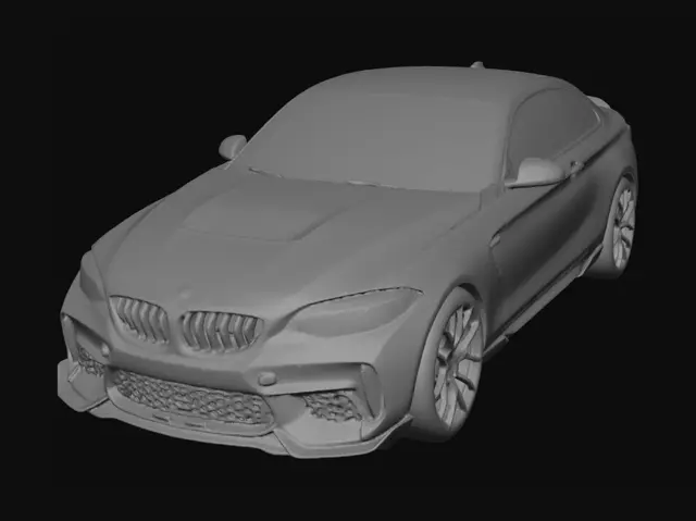 3D model for Blue BMW M2 Competition with Gold Wheels