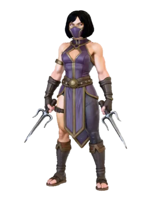 MK Mileena - Kombat 3D model, vytvořený pomocí AI