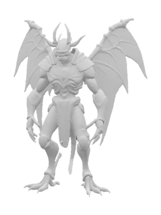 3D model for An insectoid-humanoid fusion, with four arms and digitigrade legs. Its body is segmented, covered with patches of glistening, chitinous armor interspersed with soft, pulsing membranes. The head splits vertically into two separate, clicking halves revealing inner rings of glimmering, crystal fangs. Where a heart would be, a glowing, spinning gyroscope is suspended inside a transparent cavity. Each arm ends in a different appendage: a cluster of pincers, a spinning saw-like disc of bone, a web-shooting gland, and a mass of ever-multiplying fingers. Tiny, iridescent beetles crawl in and out of open seams in its chest and limbs. No armor or weapons – purely organic and experimental horror, lo-fi surreal, hyper-detailed.