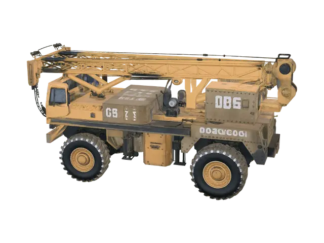 3D model for a massive heavy-duty old-fashioned crane off road and highly detailed