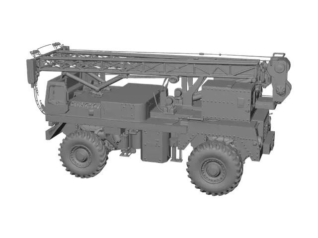 3D model for a massive heavy-duty old-fashioned crane off road and highly detailed