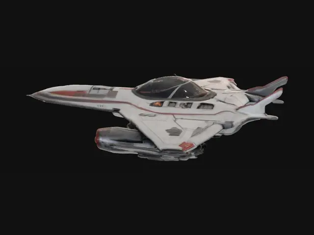 3D model for A fighter space ship with big rocket thrusters and a bubble cockpit with delta wings with a large canon in the nose