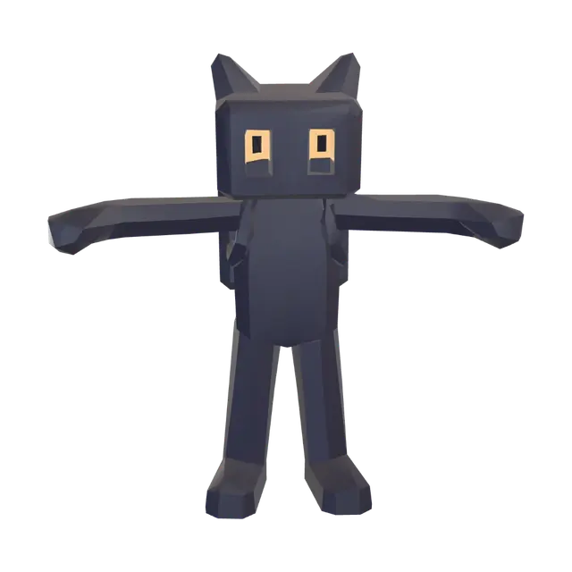Poly cat - Lowpolly 3D model, vytvořený pomocí AI