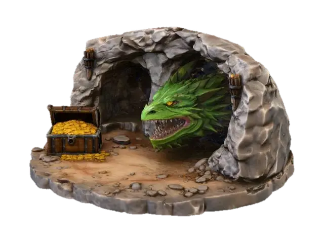 Dragon's Lair - Fantasie 3D model, vytvořený pomocí AI