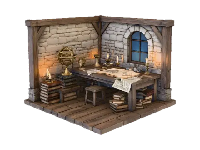 Starlit Study - Fantasie 3D model, vytvořený pomocí AI