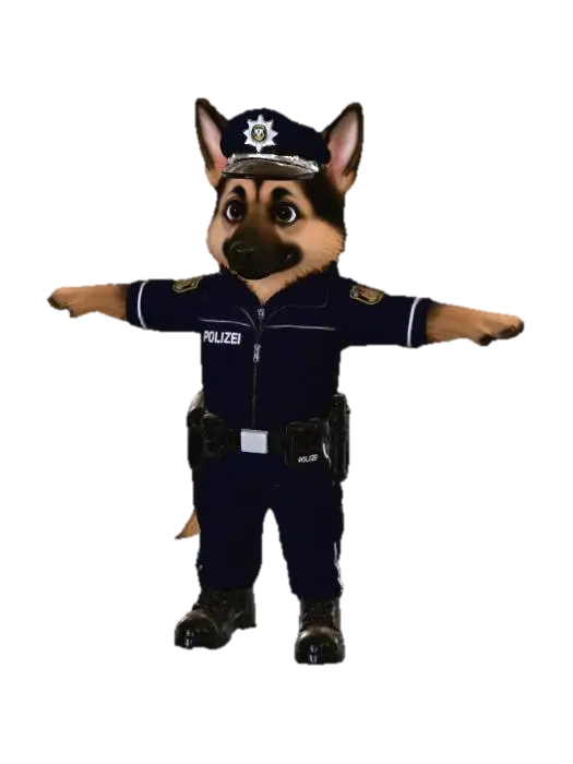 Police Dog in Uniform - Fantasie 3D model, vytvořený pomocí AI