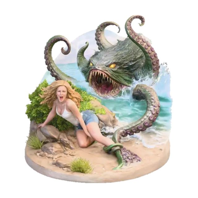 Monsterdiorama - Fantasie 3D model, vytvořený pomocí AI