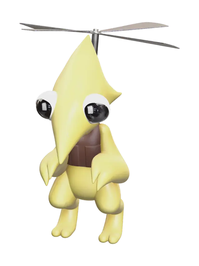 Stylized Yellow Rainbow Friends 3D model, vytvořený pomocí AI