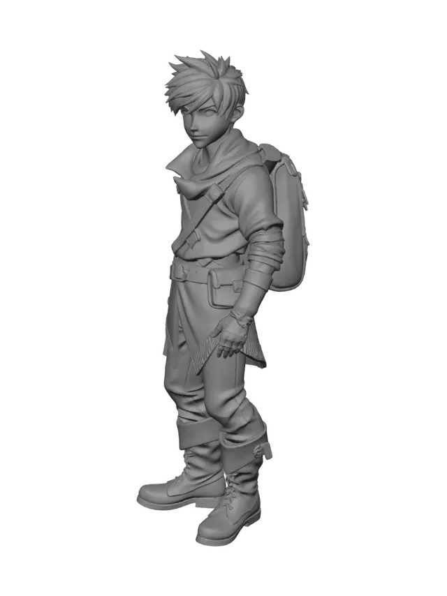 3D model for Stylized adventurer young asian male