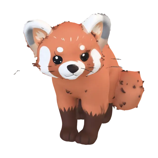 3D model for a cute red pnada that has a japanese flag on its back