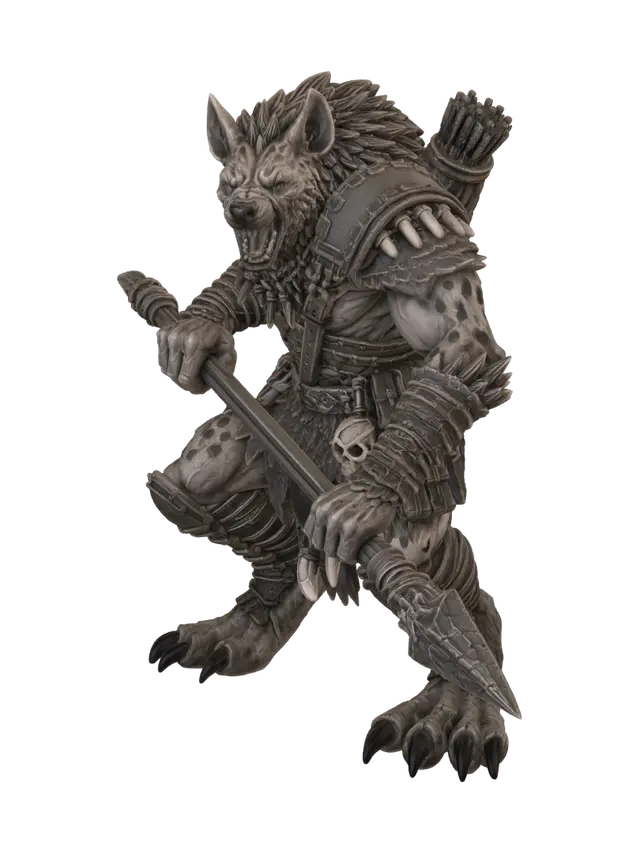 Rakakr Bonefang - Gnoll Hunter (Heroic Fantasy | Textured) 3D model, vytvořený pomocí AI
