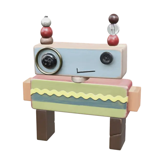 Weathered Cute Robot 3D model, vytvořený pomocí AI