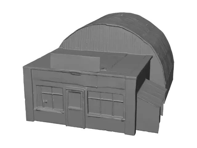 3D model for Это магазин немного потрепаный для постапок сеттинга тоесть это здание но он не должен быть заброшешенный это типо рядомм еще ангар должен быть и вывеска SHOP