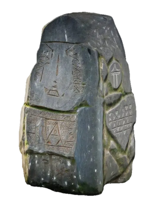 A big menhir with ancient carved runes - Rune 3D-model, gegenereerd door AI