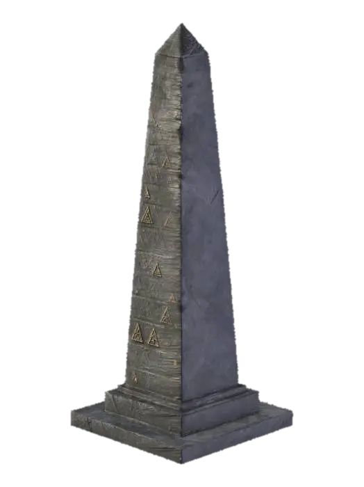 3D model for A mysterious mystical obelisk with geometric shapes. The surface is smooth and flat