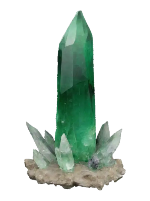 A large magical crystal pylon with a base of rough stone - Gem 3D model, AI generated