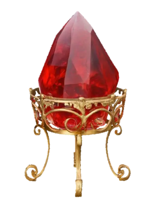 A big magical crystal standing in a metal holder 3D model, vytvořený pomocí AI