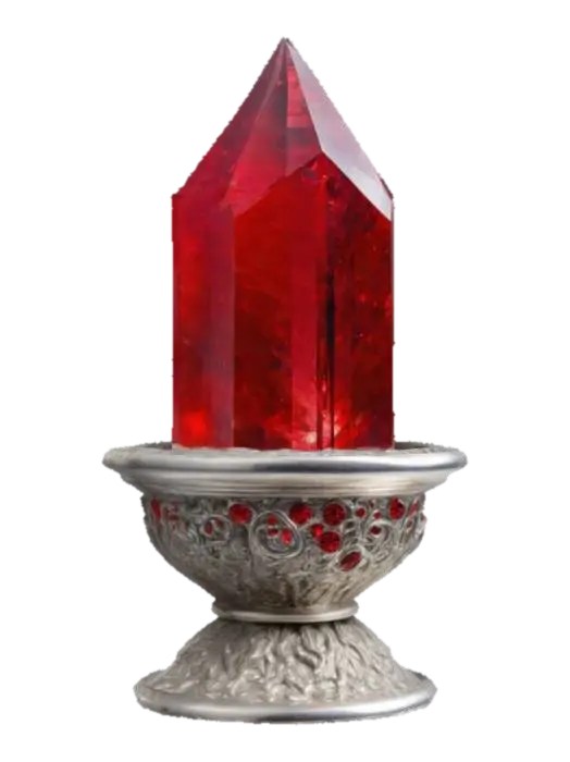 A big magical crystal standing in a metal holder 3D model, vytvořený pomocí AI