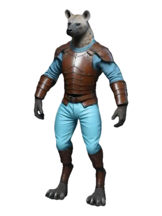 Gnoll warrior 3D model, vytvořený pomocí AI