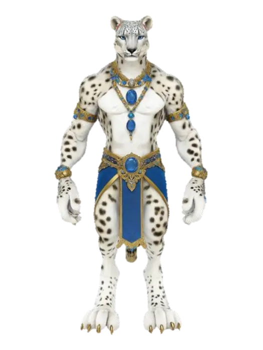 Regal white Leopard 3D model, vytvořený pomocí AI