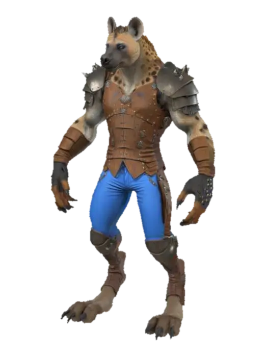 Gnoll Warrior 3D model, vytvořený pomocí AI
