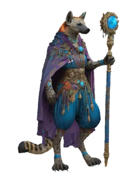 Hyena Mage - Gnoll 3D model, vytvořený pomocí AI