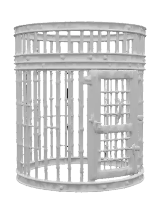 3D model for A cylinder shaped dungeon metal cage for humanoids, #PBR#