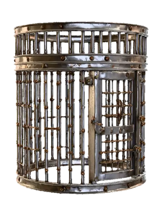 3D model for A cylinder shaped dungeon metal cage for humanoids, #PBR#