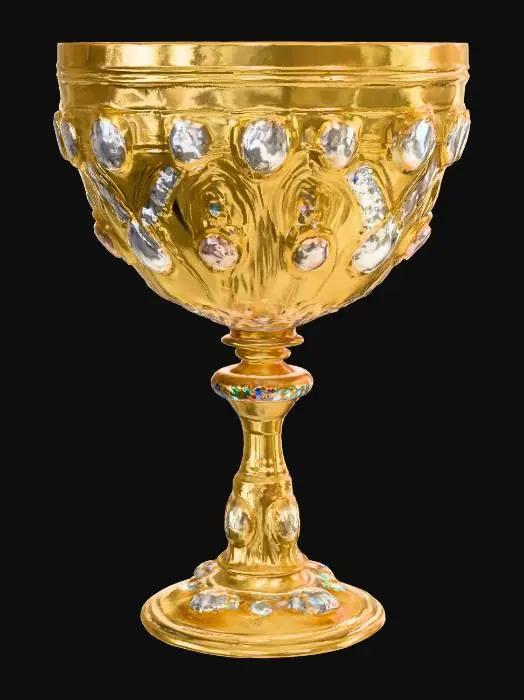 3D model for A rich decorated jeweled goblet with big jewels, #PBR#