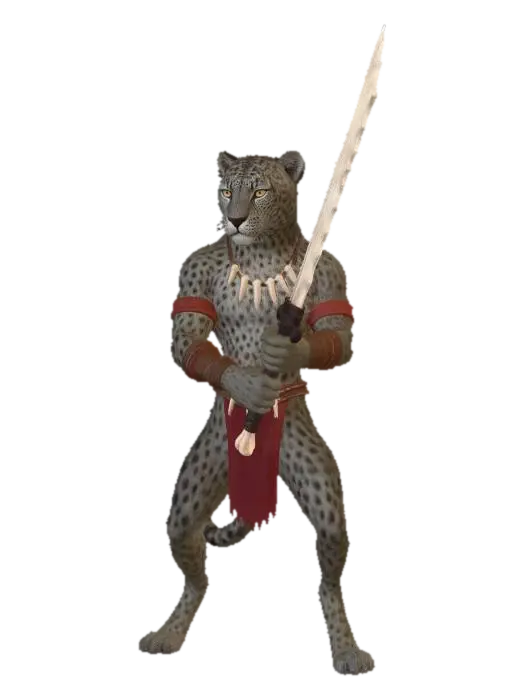 Leopard Tribal Warrior 3D model, vytvořený pomocí AI
