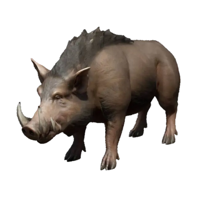 A sturdy and massive boar with strong limbs. Game Asset, base pose 3D model, vytvořený pomocí AI